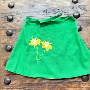 Vintage Girls wrap Skirt green yellow flowes, the Frog Pond Sz 12 tennis